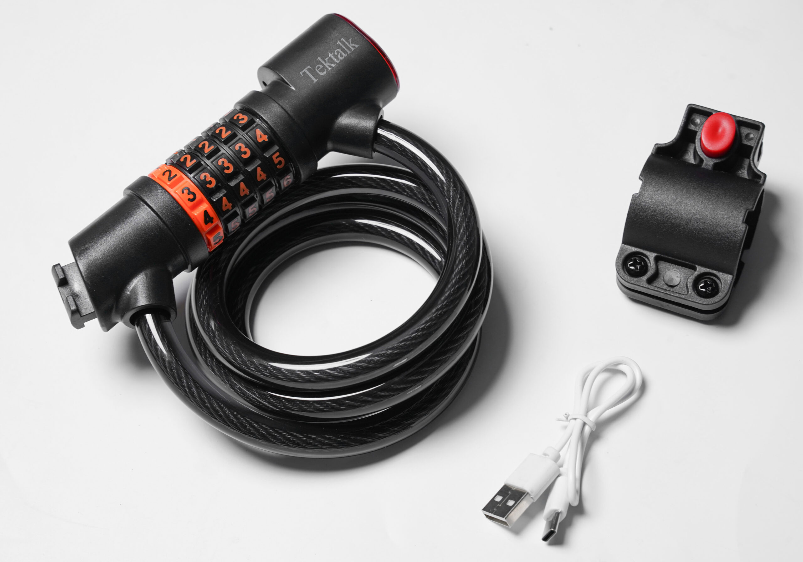 Tektalk 5-Digit Password Lock for Bicycle, Portable Anti-Theft Chain Lock with Tail Light for Mountain Bike, Road Bike, and Cycling