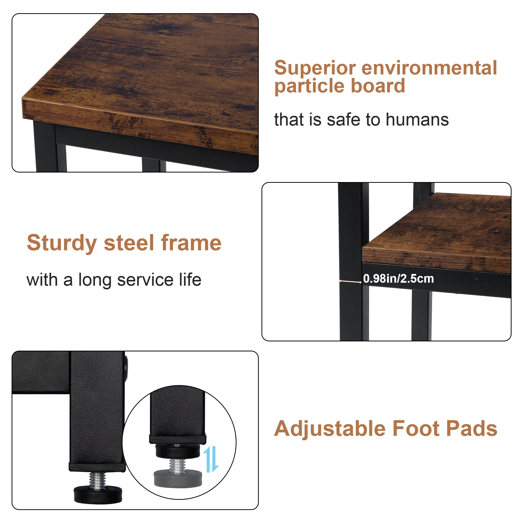 Tektalk console table entryway table sofa table with steel frame and shelf - Image 2