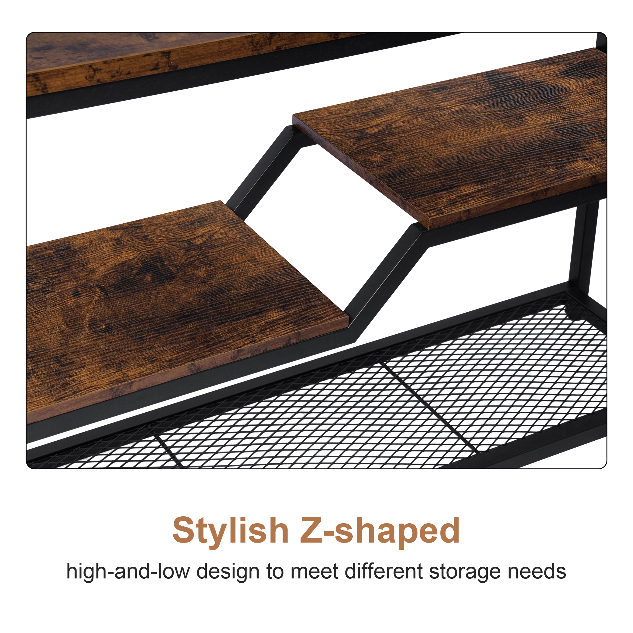 Tektalk console table entryway table sofa table with steel frame and shelf - Image 3