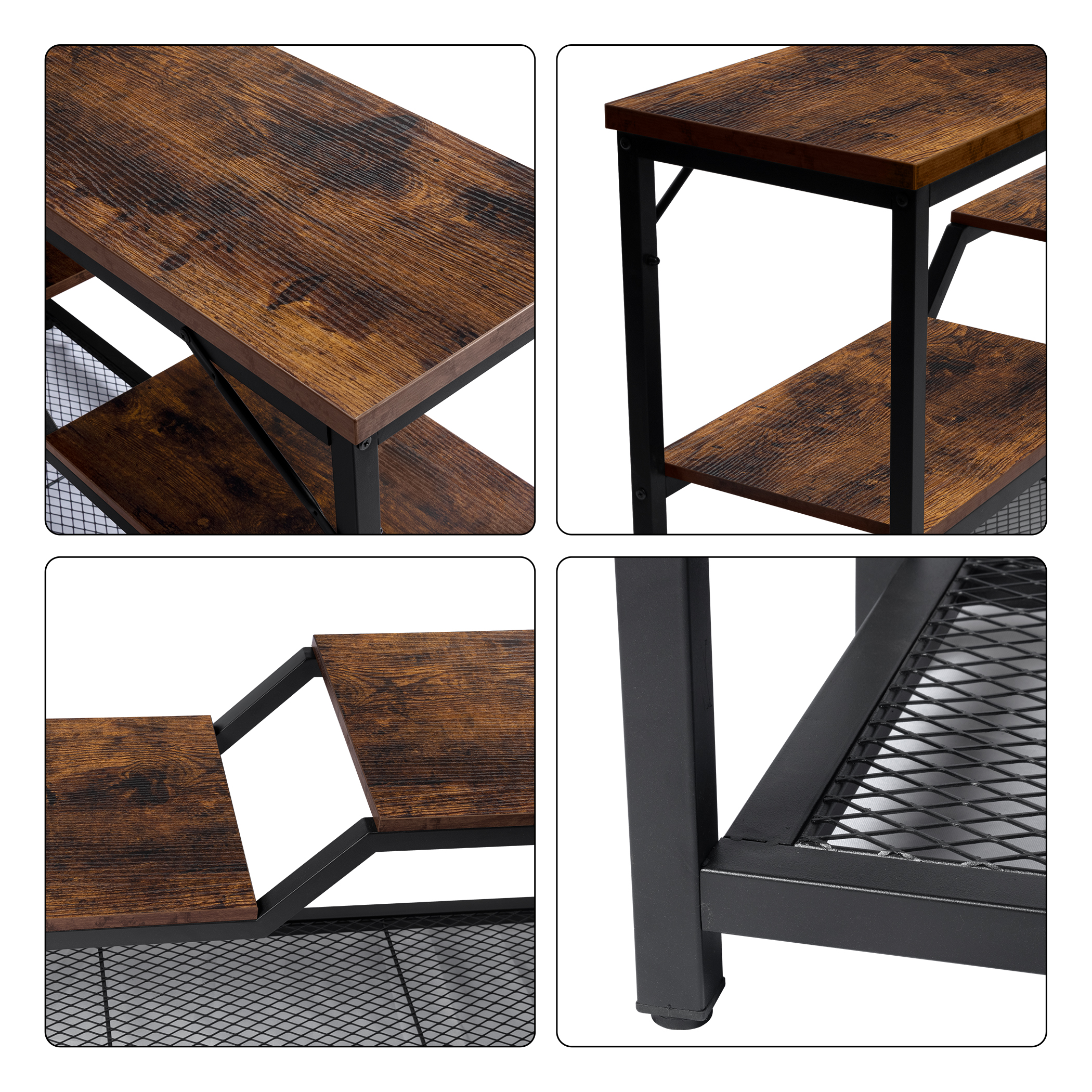 Tektalk console table entryway table sofa table with steel frame and shelf - Image 7