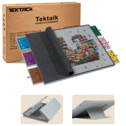 Tektalk Puzzle Mat, Foldable Puzzle Board for 2000 pieces Jigsaw Puzzles (Light Gray)