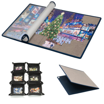 Tektalk Foldable Jigsaw Puzzle Board with 6 Sorting Trays, Up to 1000 Pieces (Gray)