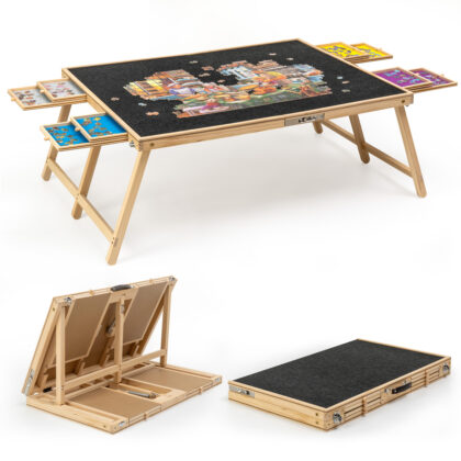 Tektalk 2000 Piece Foldable Puzzle Board with Covers – Black