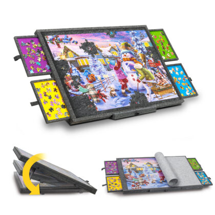 Tektalk Jigsaw Puzzle Table with Integrated Adjustable Stand/Bracket (Dark Gray, for Up to 1000 Pieces)