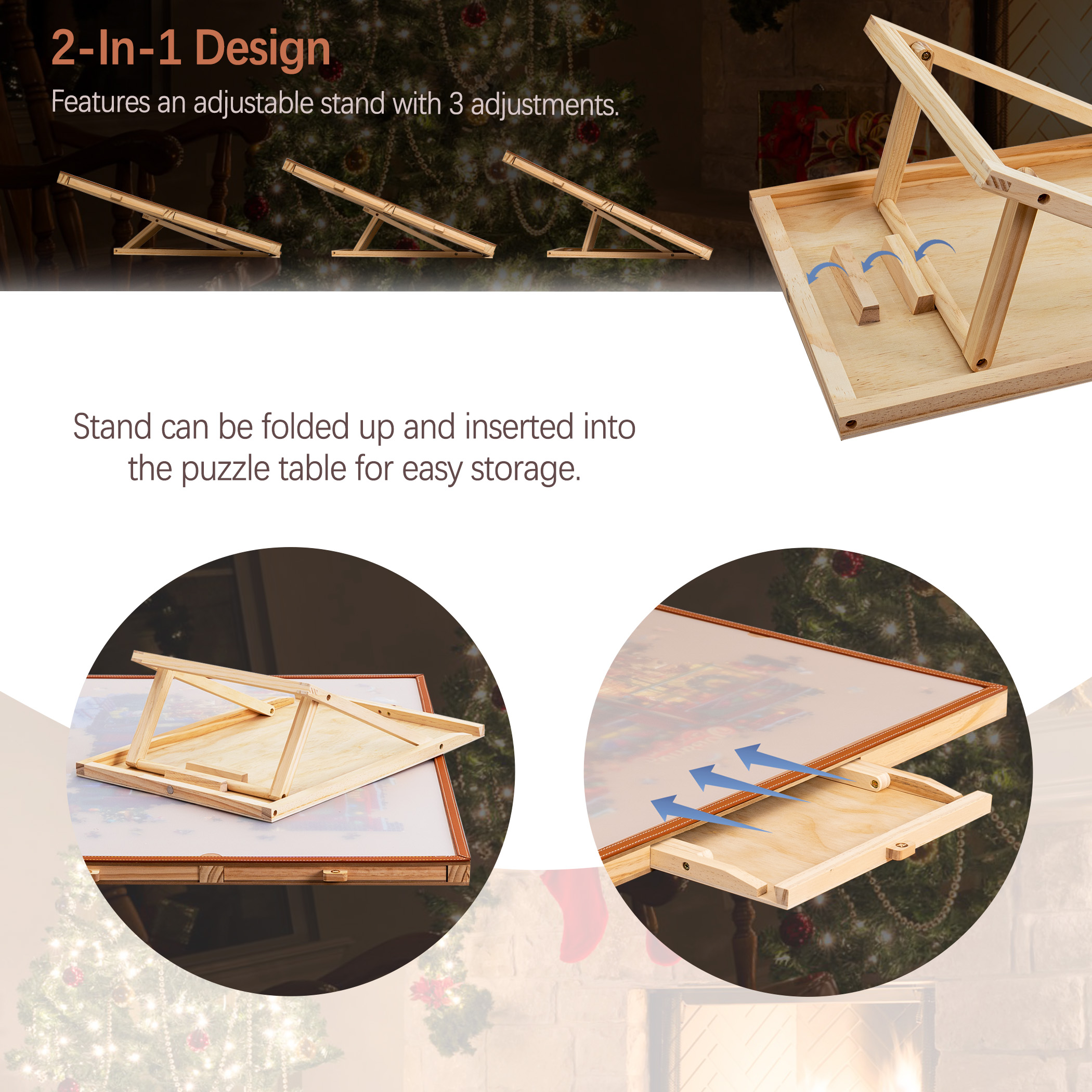 Tektalk Jigsaw Puzzle Table with Leather Bar, for Up to 1500 Pieces - Image 2