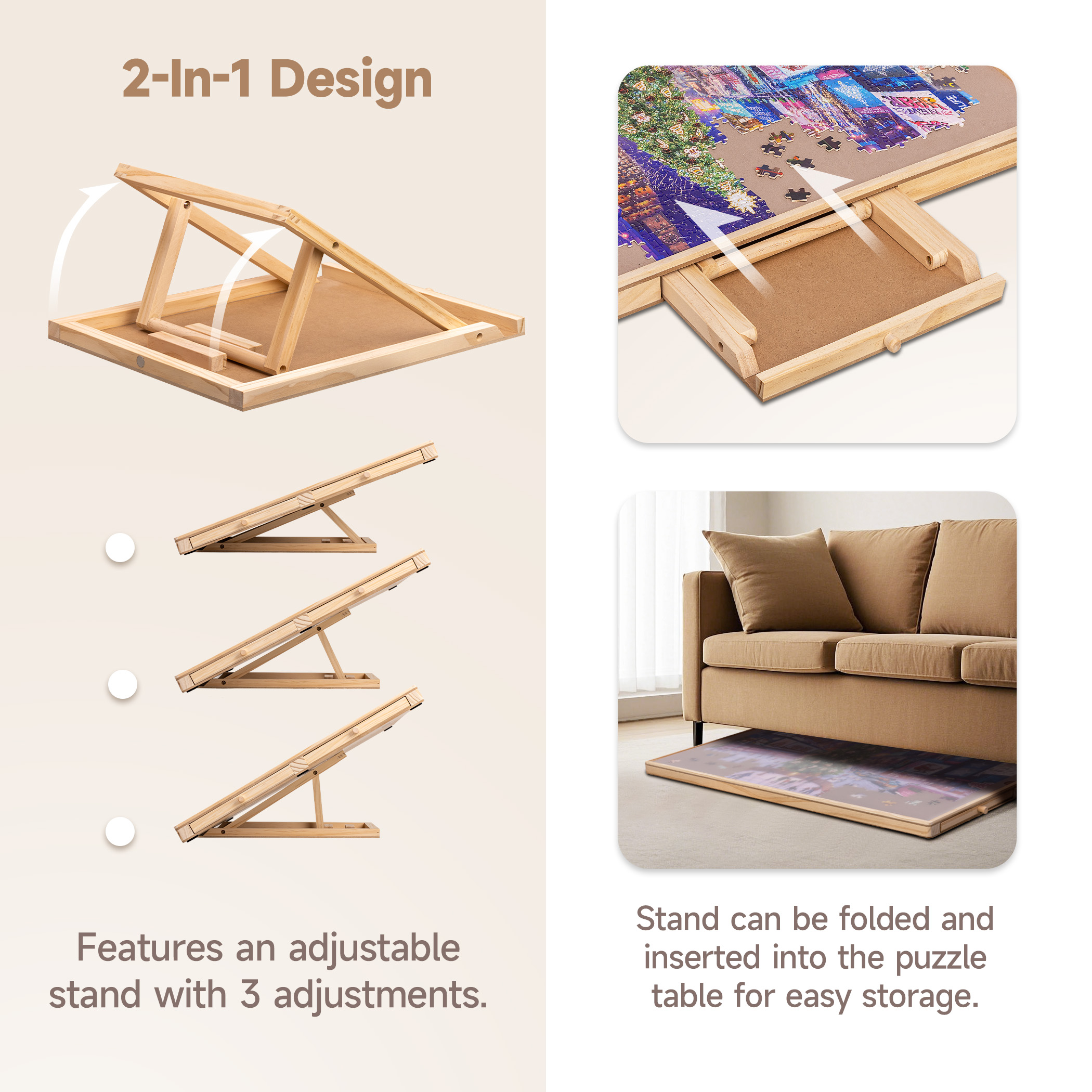 Tektalk Jigsaw Puzzle Table with Integrated Adjustable Stand/Bracket, for Up to 1000 Pieces - Image 2