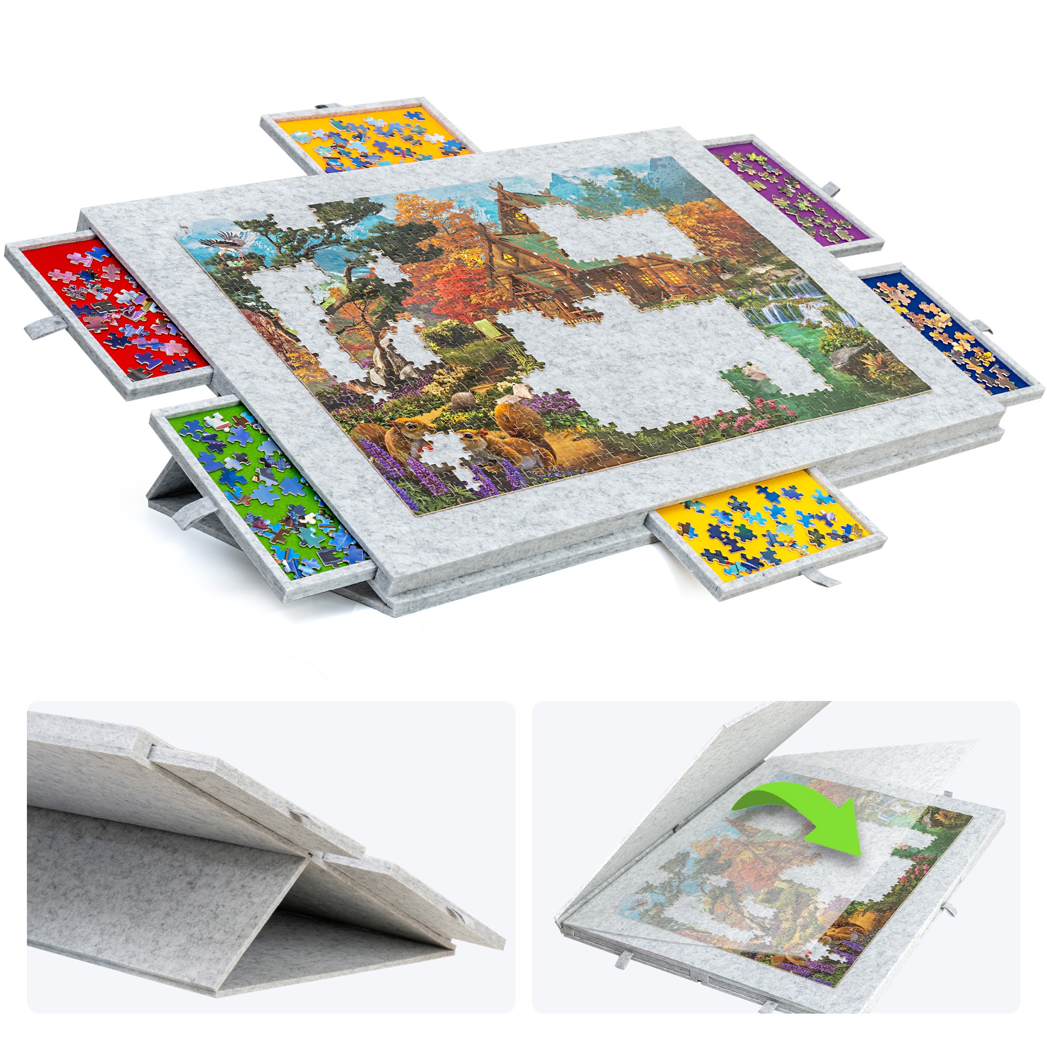 1500 Piece Tilting Jigsaw Puzzle Board with 2-in-1 Stand & Cover