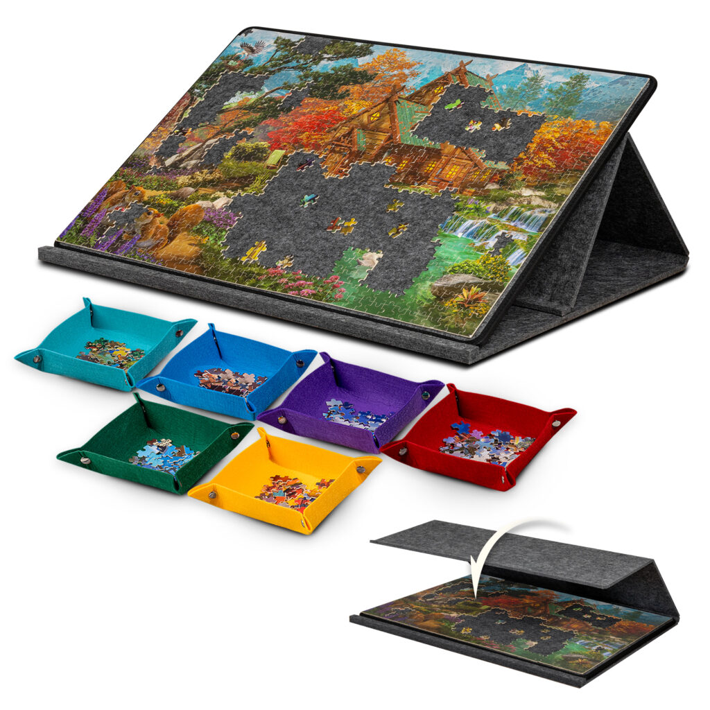 1000 Pieces Portable Jigsaw Puzzle Board with 6 Colored Sorting Trays