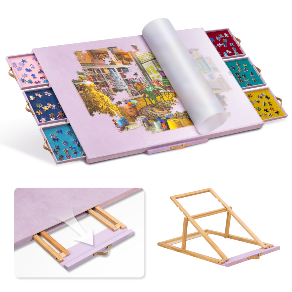 Jigpal Jigsaw Puzzle Table with Integrated Adjustable Stand/Bracket and Cover