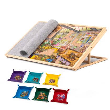 1000 Piece Tilting Wooden Jigsaw Puzzle Board with Cover