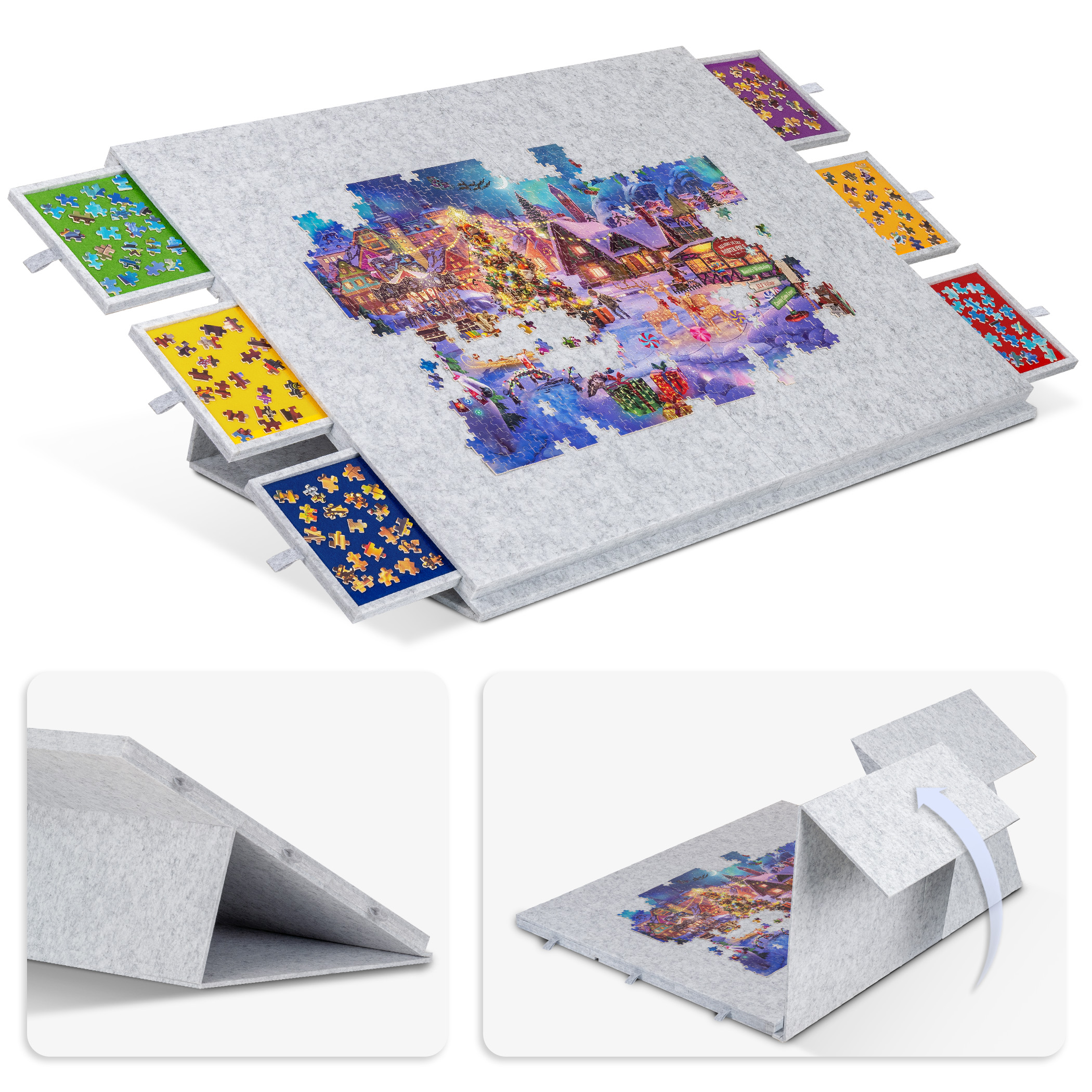 2000 Pieces Portable Jigsaw Puzzle Board with 6 Drawers & Trays