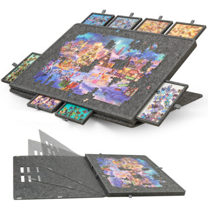 Jigpal 1500-Pc Tilting Lightweight Puzzle Board with 8 Drawers & Cover