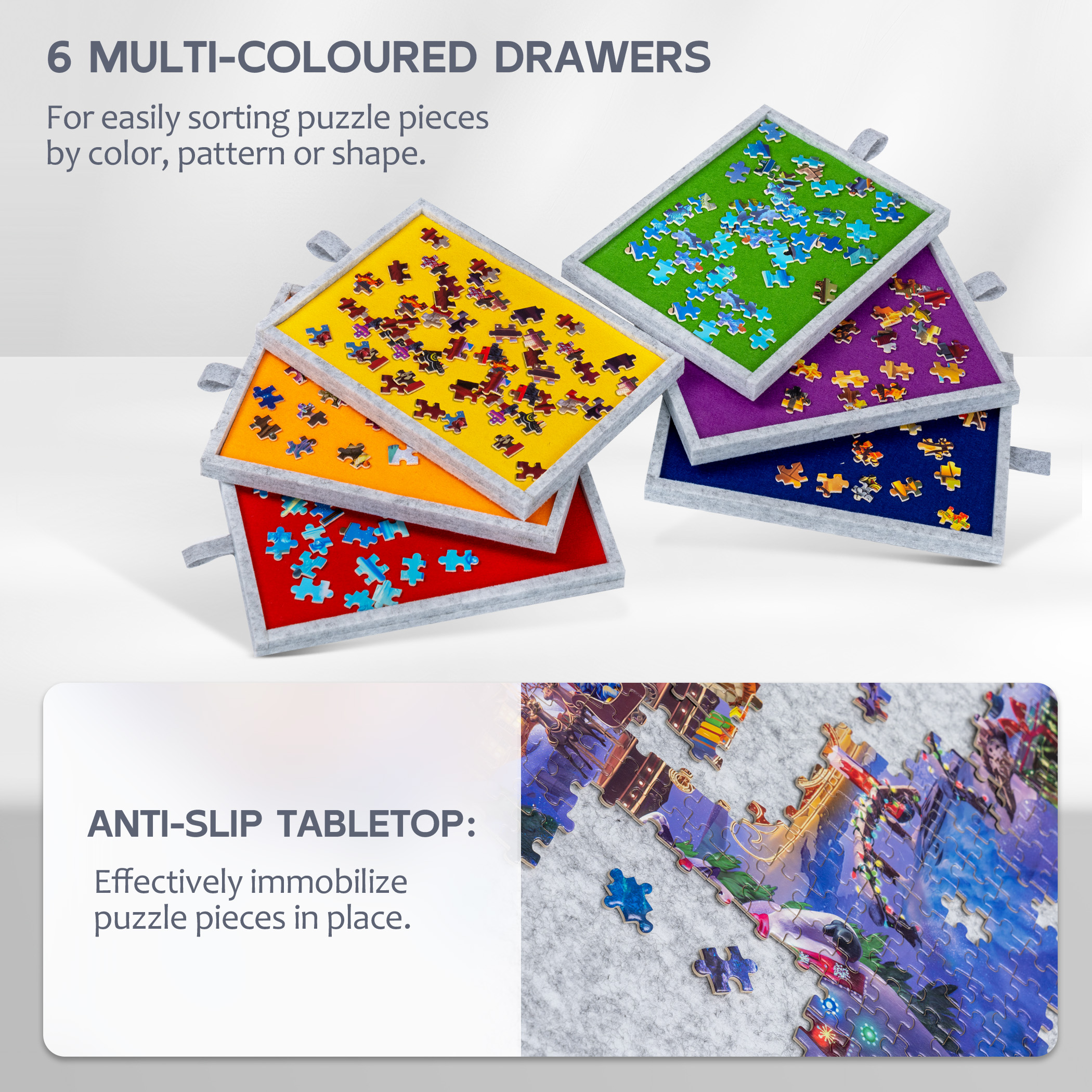 2000 Pieces Portable Jigsaw Puzzle Board with 6 Drawers & Trays - Image 4