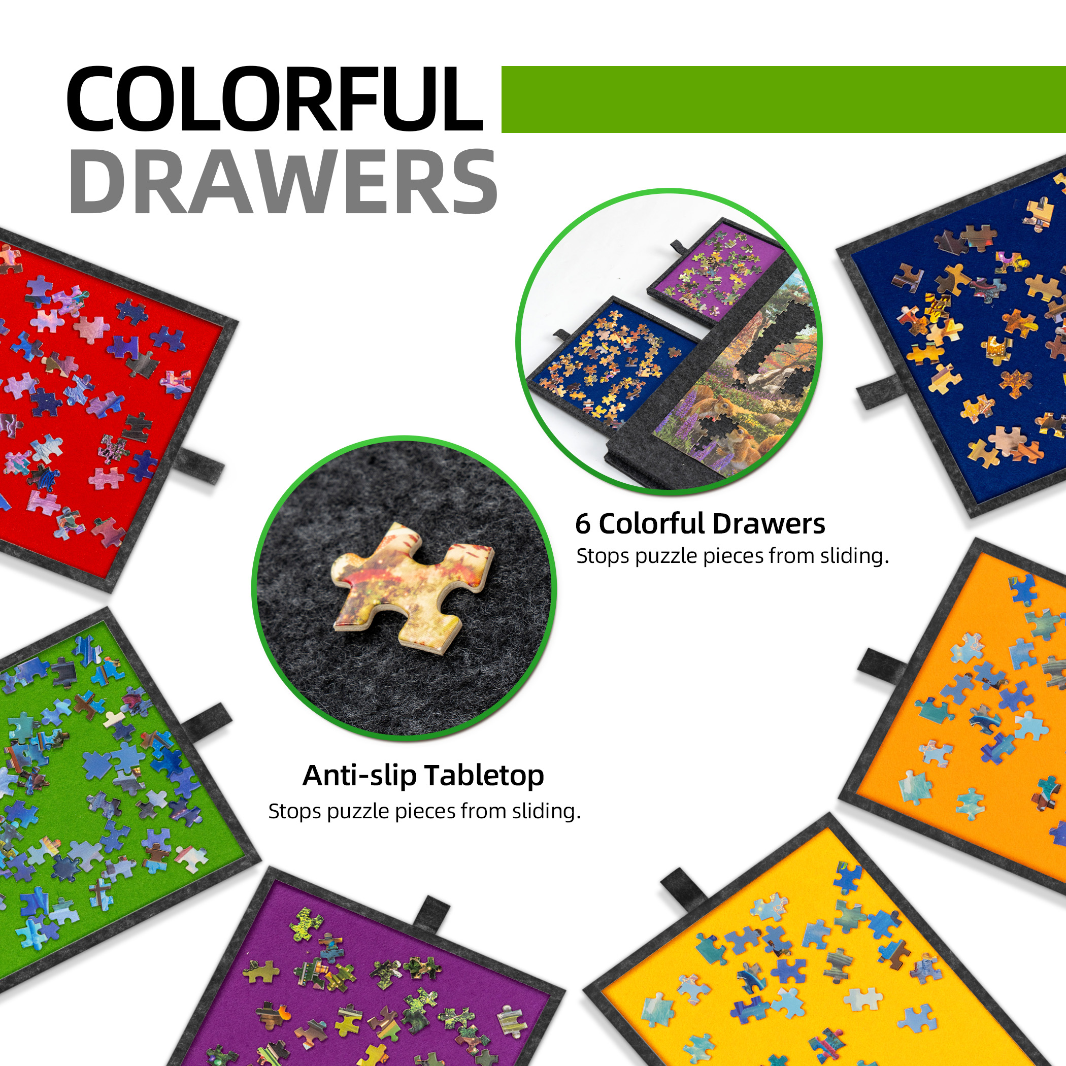 1500 Piece Tilting Jigsaw Puzzle Board with 2-in-1 Puzzle Stand & Cover - Dark Gray - Image 4