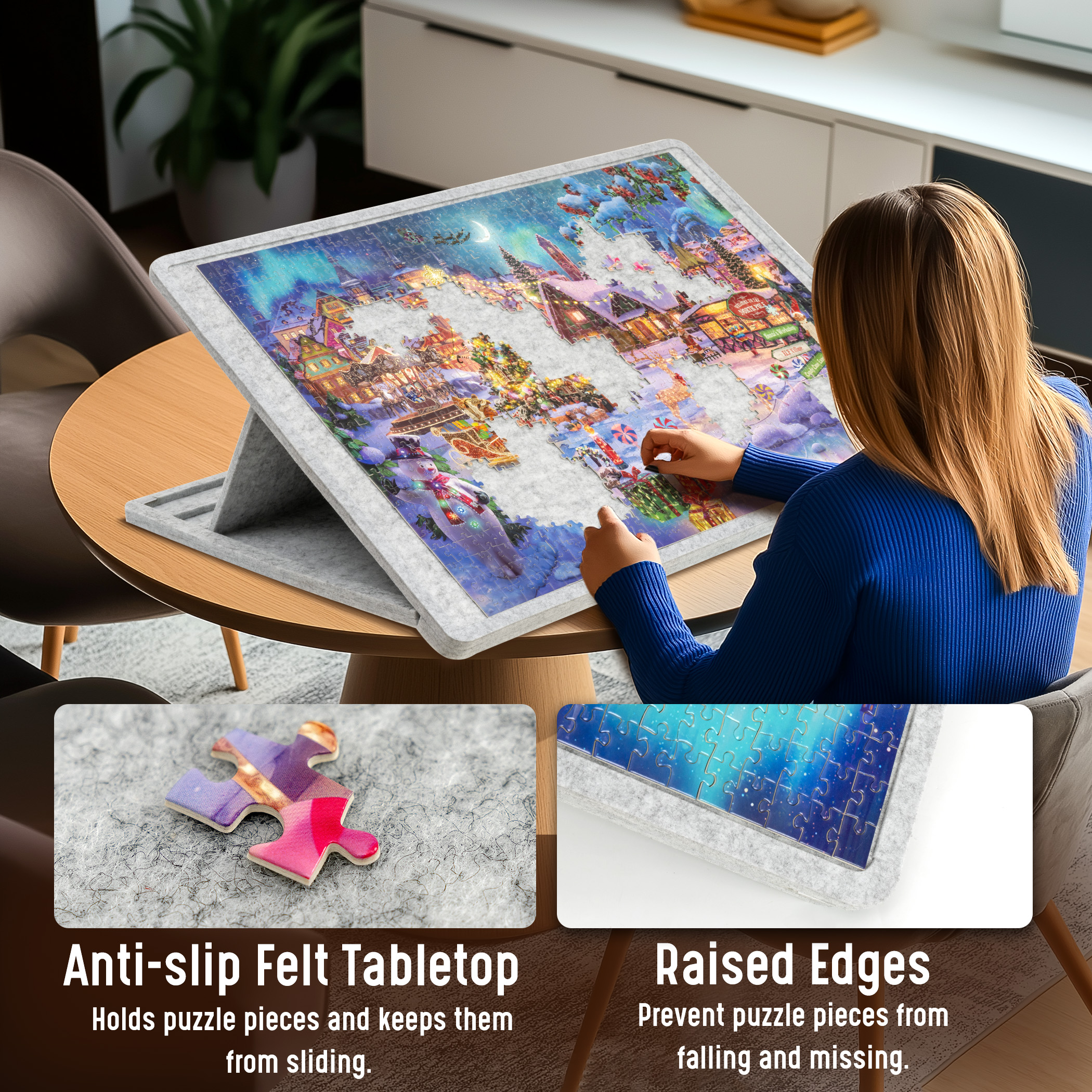 1000 Pieces Tilting Jigsaw Puzzle Board with Cover - Image 4