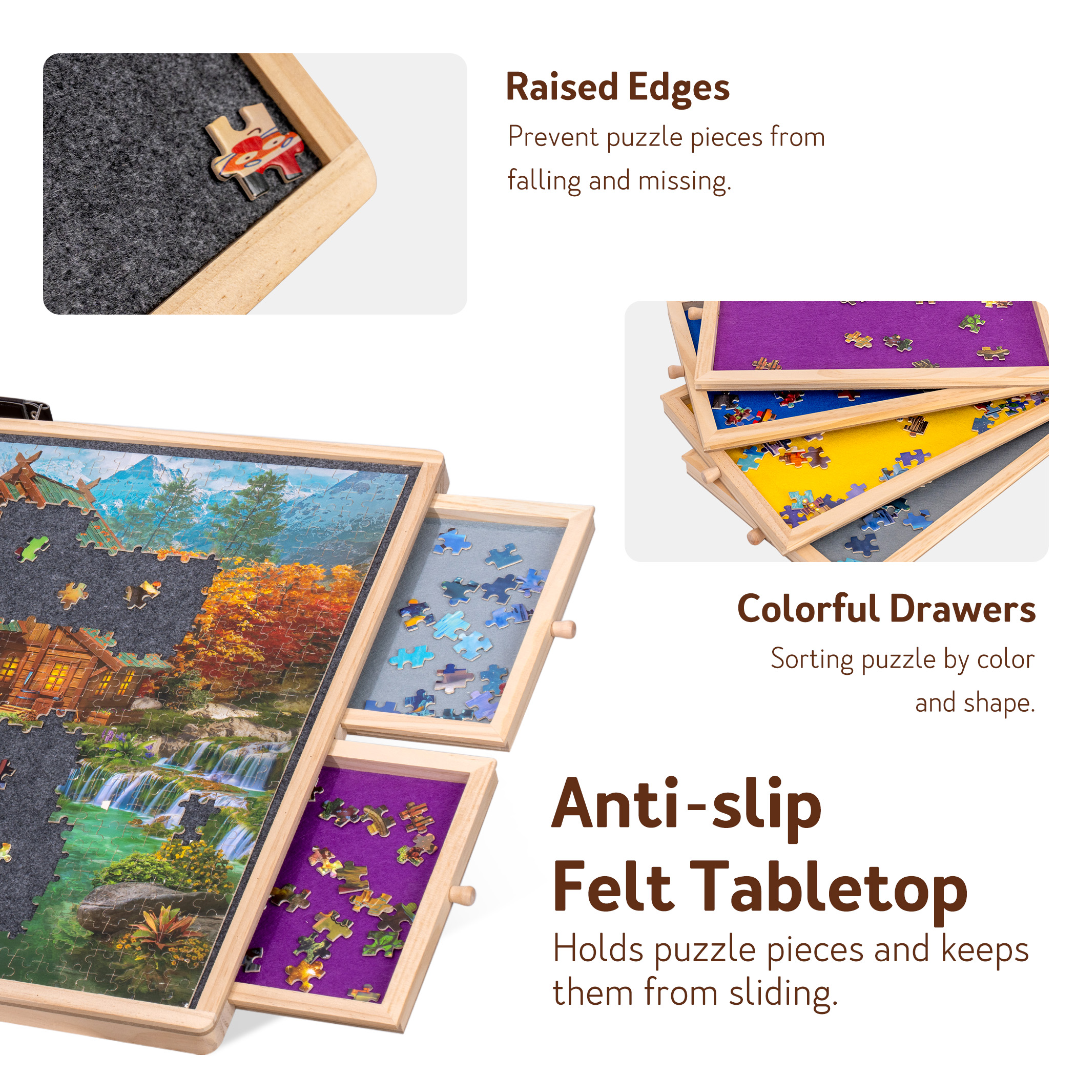 1000 Pieces Rotating Jigsaw Puzzle Board with 4 Sorting Drawers - Image 4