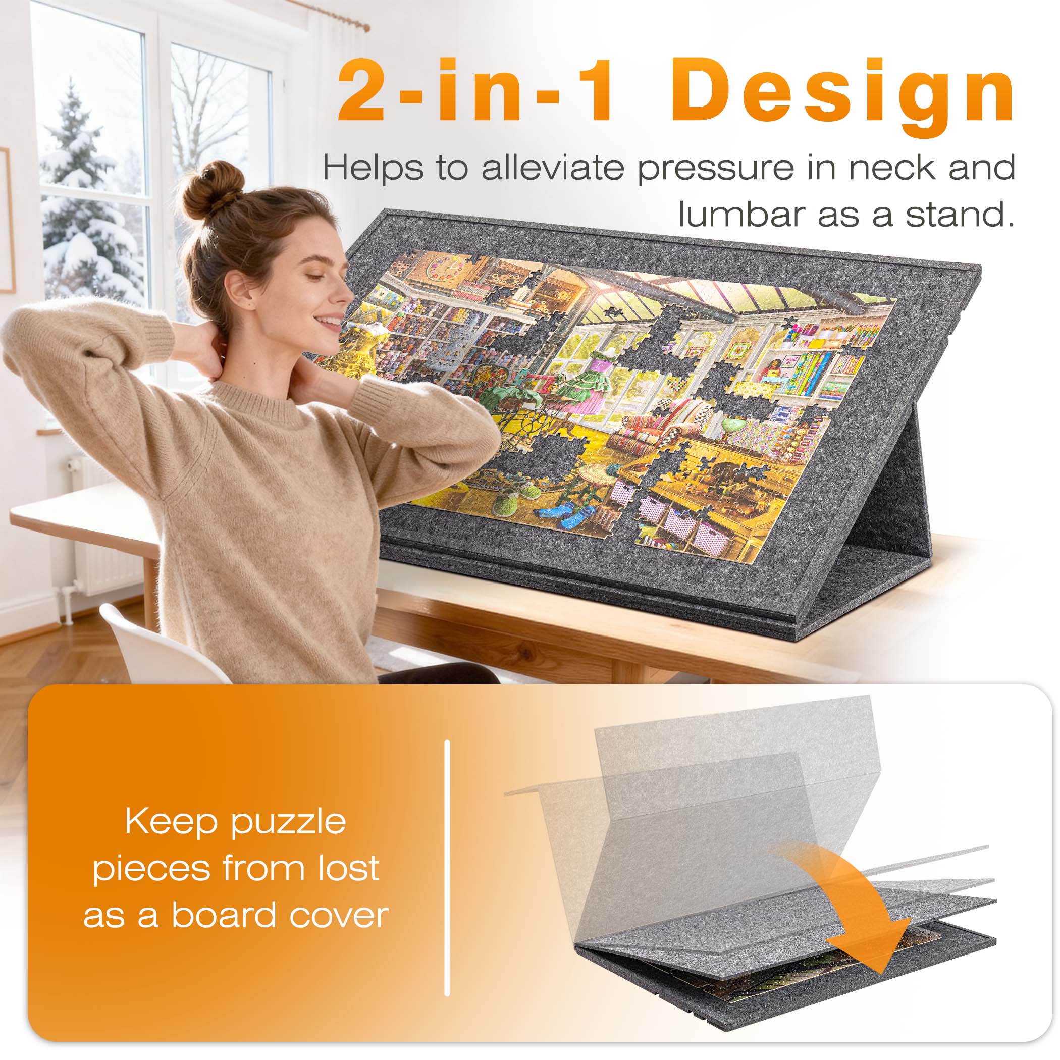 Jigpal Tilting Jigsaw Puzzle Board with 2-in-1 Stand and Cover - Image 3